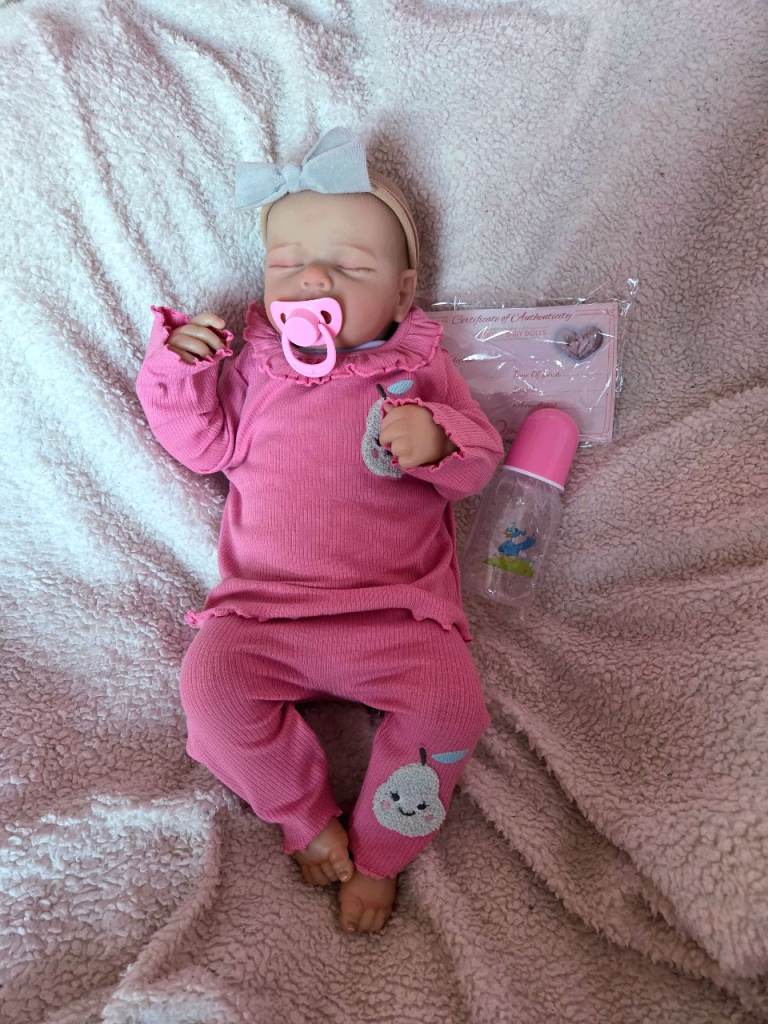 Pink newborn girl toy doll lifelike realistic infant cuddly toy