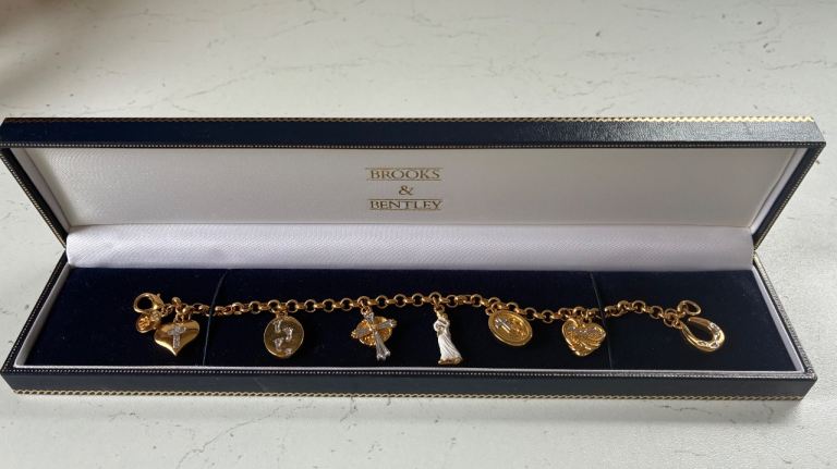 Brooks & Bentley Gold Charm Bracelet with Box