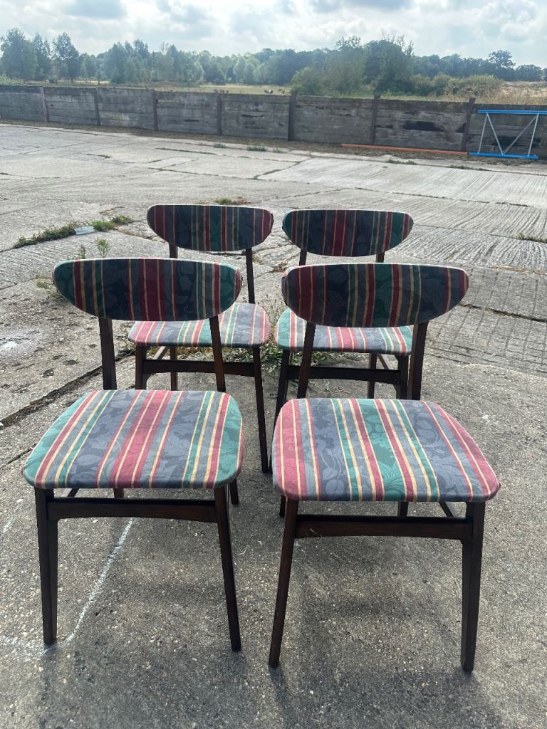 Vintage retro wooden mid century modern kitchen dining chairs x 4 McM wooden