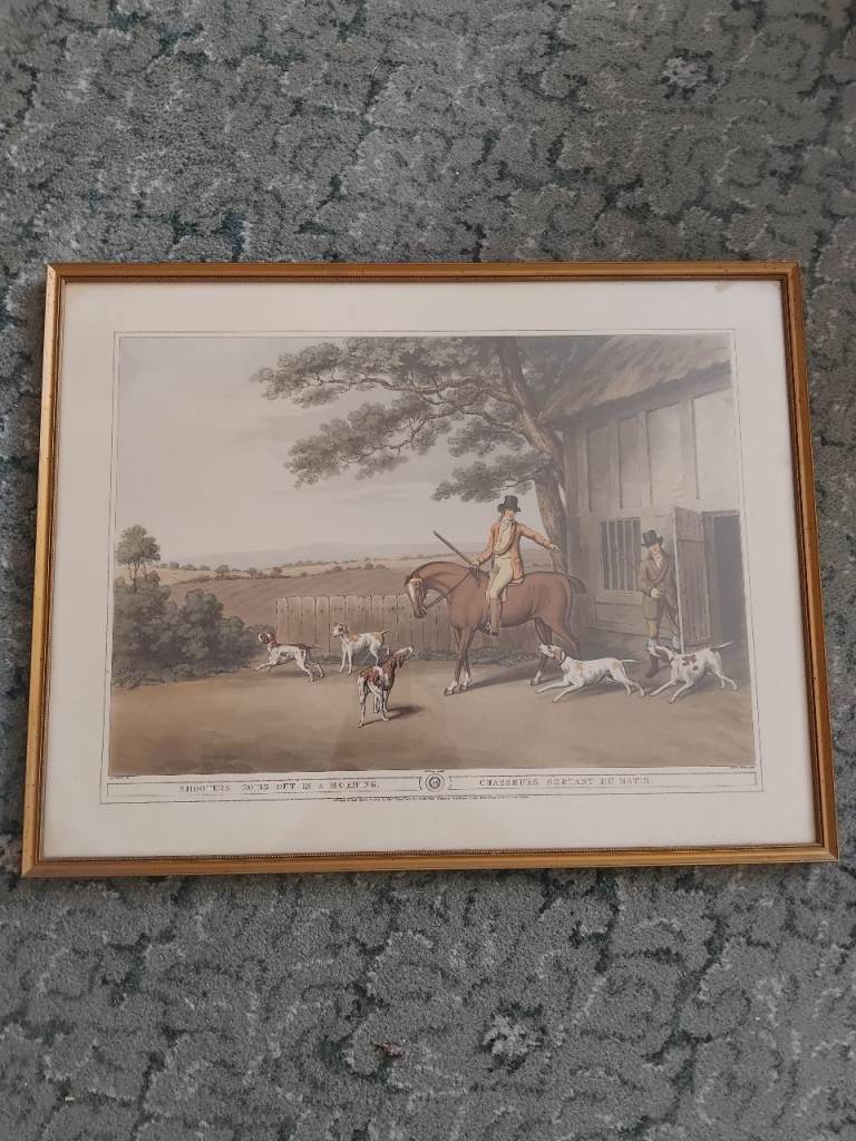 Framed Hunting Scene Print – Good Condition