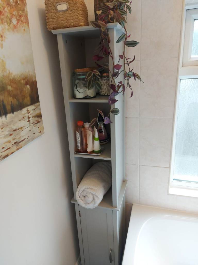 Slim Tall Bathroom Storage Cabinet / Shelving Unit (Grey)