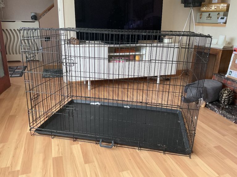  Dog cage crate extra extra large black metal two door enclosure 