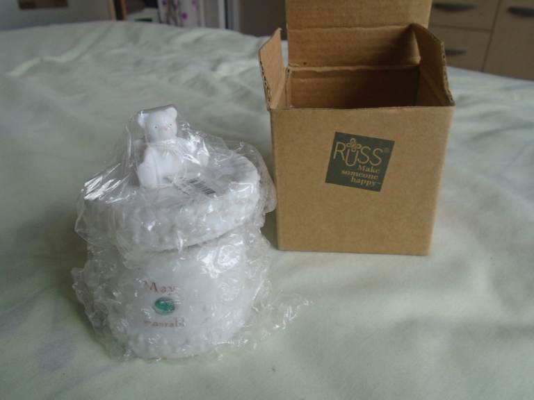 Child girl Russ Porcelain Birthstone Keepsake Birthday Box "MAY", new in box