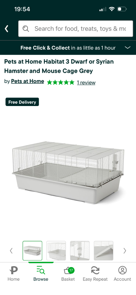 Pets at Home Habitat 3 Hamster and Mouse Cage Grey
