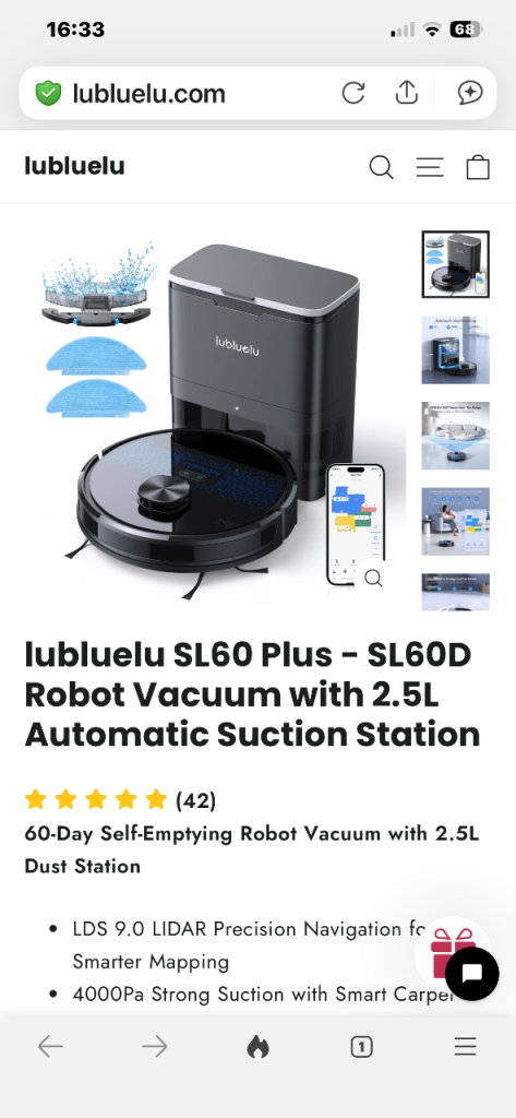 Brand new Lubluelu Robot vacuum SL60 Plus