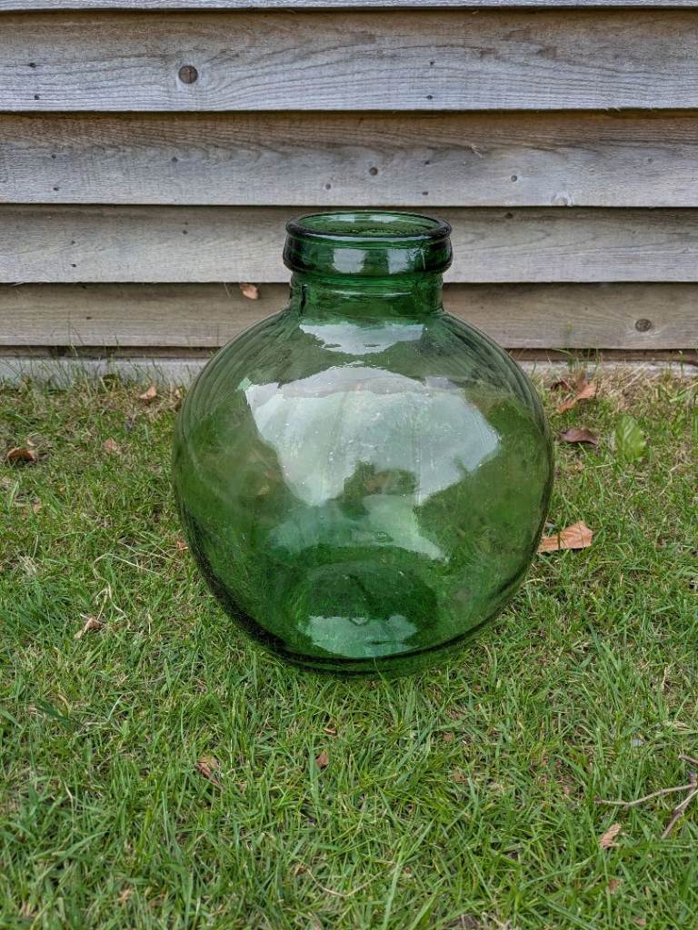 Green glass terrarium 