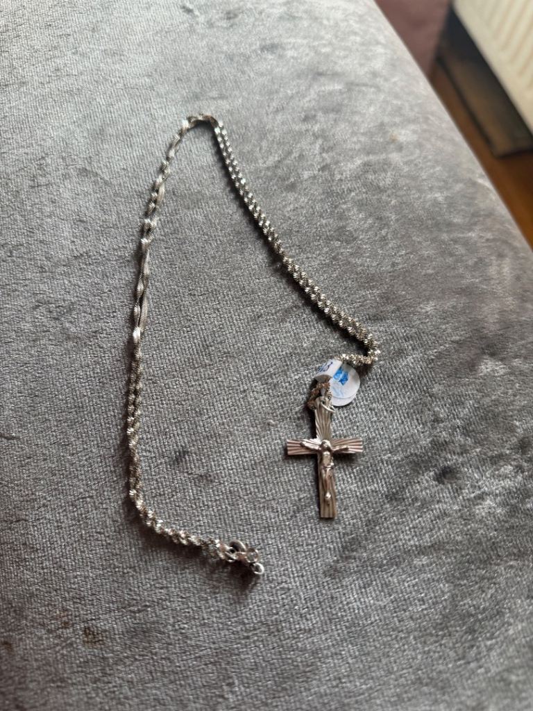 Silver Cross Pendant Necklace With a Cross and Crusifix Design