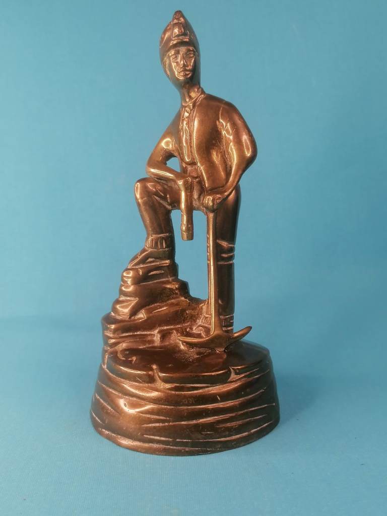 image for Vintage 6,5-inch Brass Miner Figurine, Statue, Office Decor. Home Decoration. Collectible.
