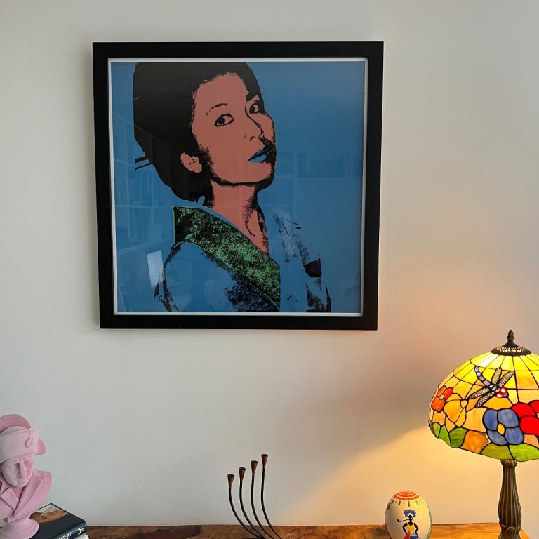 Large Pop Art Portrait Print (Warhol-Inspired) – Black Frame – 80 x 80 cm