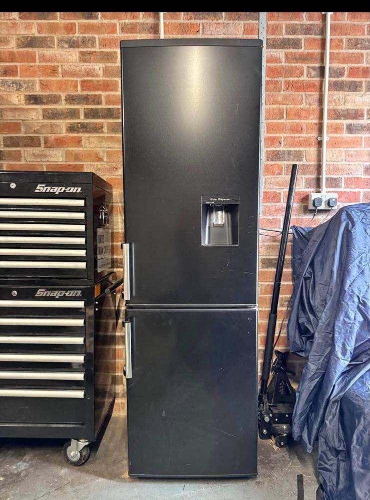 Black Fridge Freezer with Water Dispenser – Good Condition