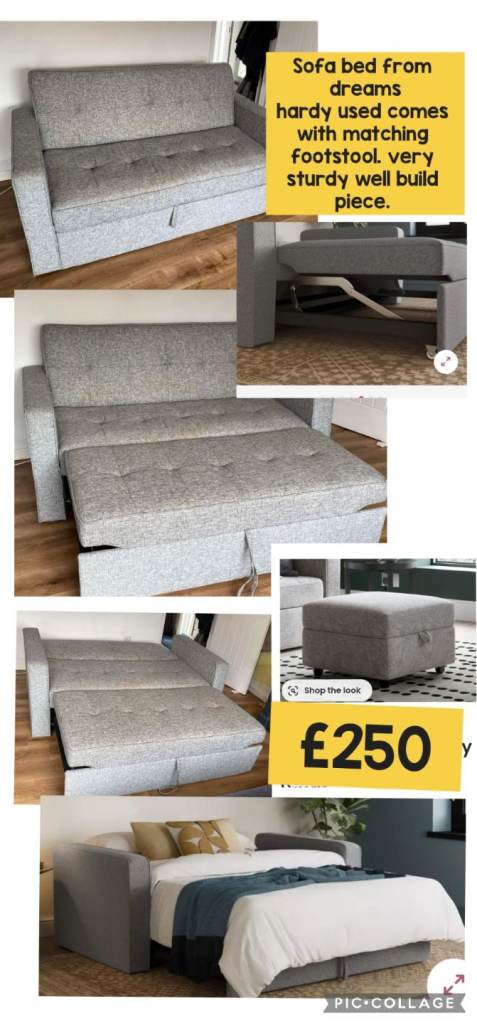 Sofa bed & footstool from dreams for sale 