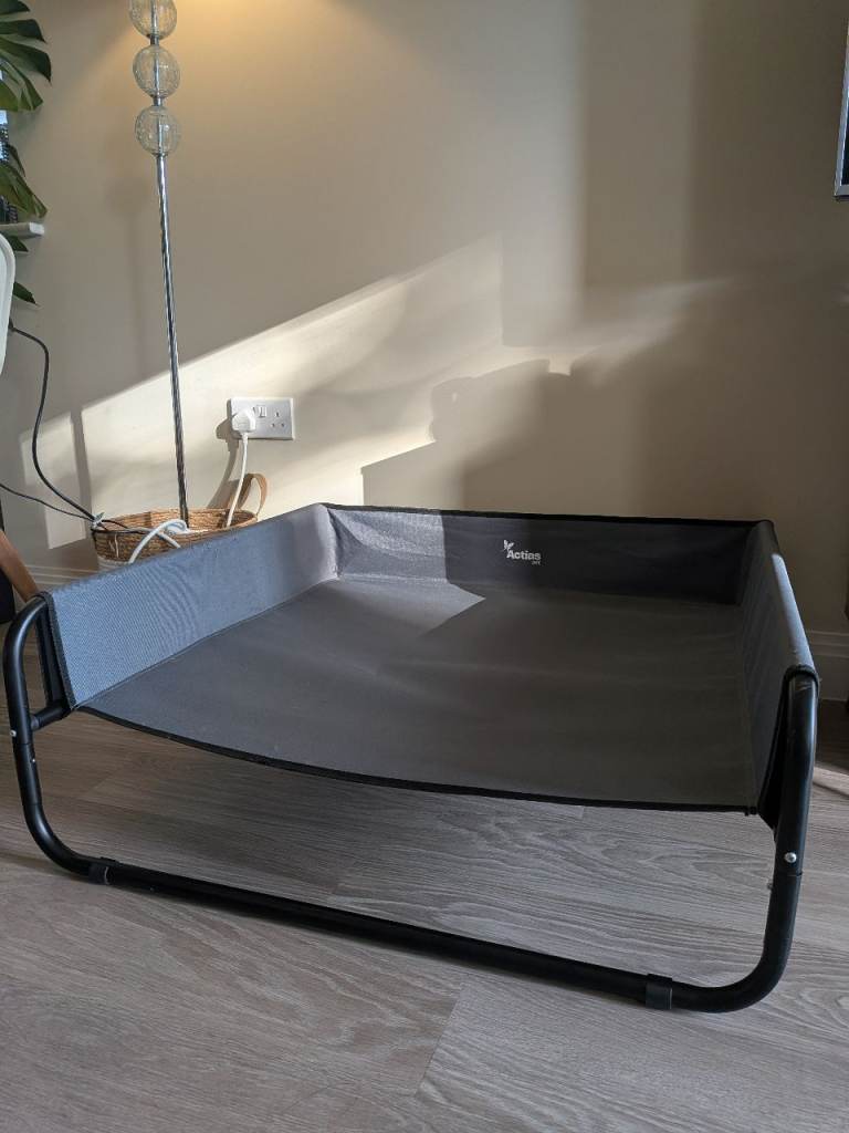 Actiaspet Elevated Dog Bed Steel Frame Raised Pet Cot (Grey, Large)
