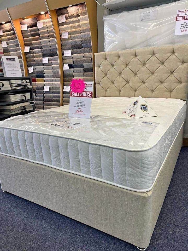 4FT6 Double Divan Bed || Mattress & Headboard || Discount Offer || Free Delivery