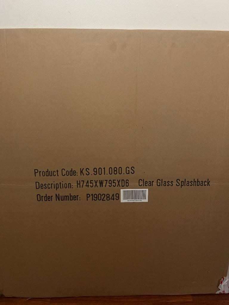 NEW Clear Glass Kitchen Splashback - H745 x W795 mm