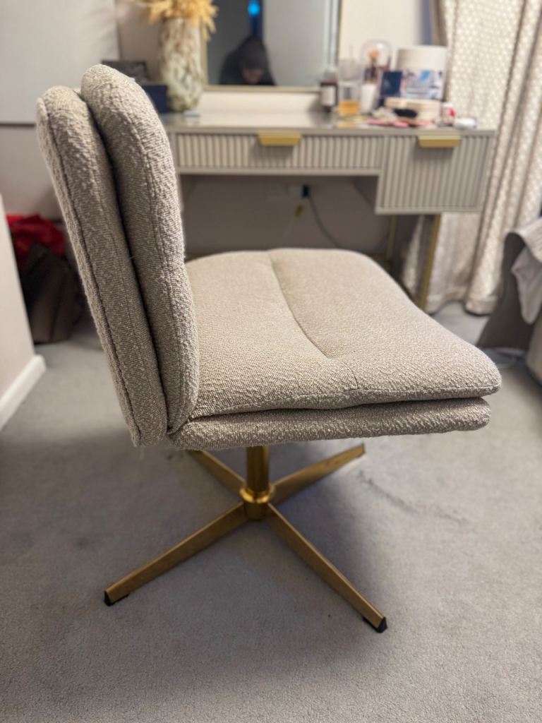 image for Swivel Boucle office chair beige/gold