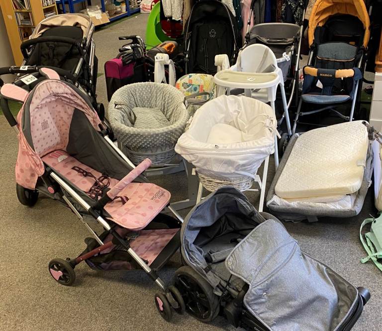 Selection of Baby items available. Prams, Cots, High Chair, swings.  Please check our other adverts.