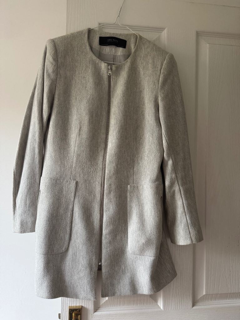 image for ZARA light grey coat with zip size 10