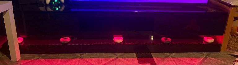 Black TV Stand with LED Lighting and Remote Control