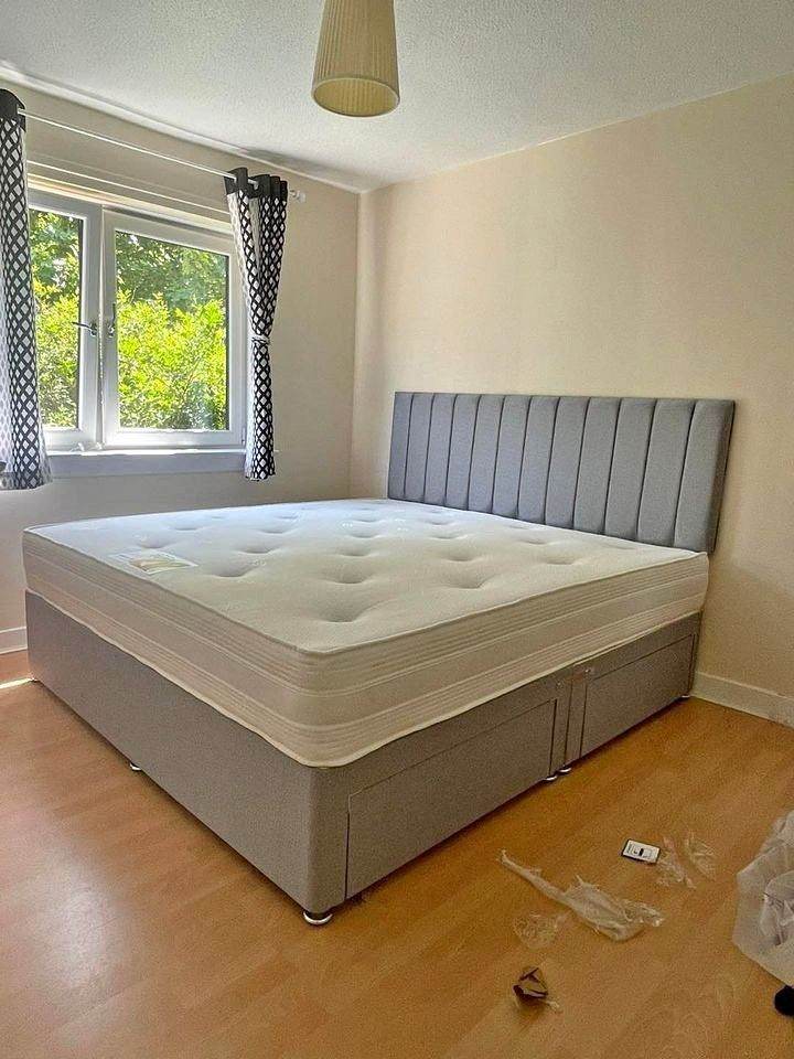 Grand Sale !! Super King Size Divan bed base with mattress & Headboard ~~ Free Delivery