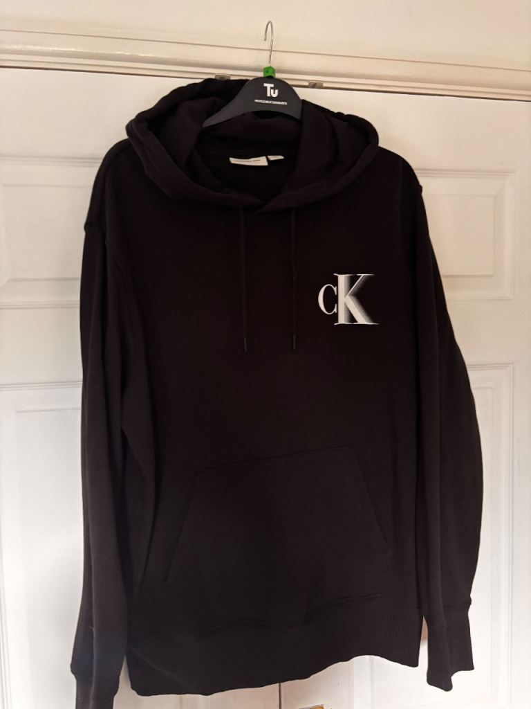 Calvin Klein Jeans Black Hoodie - Men's XL, Cotton Material
