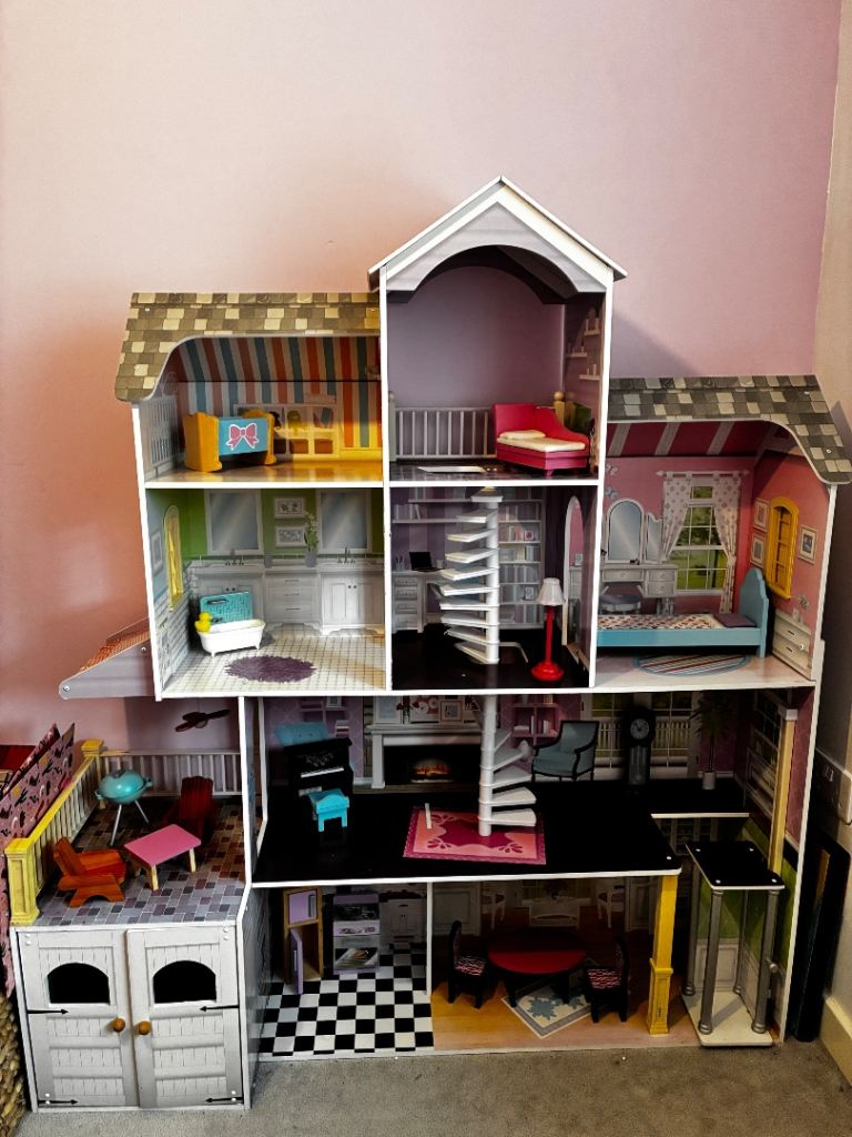 Large dolls house with accessories 