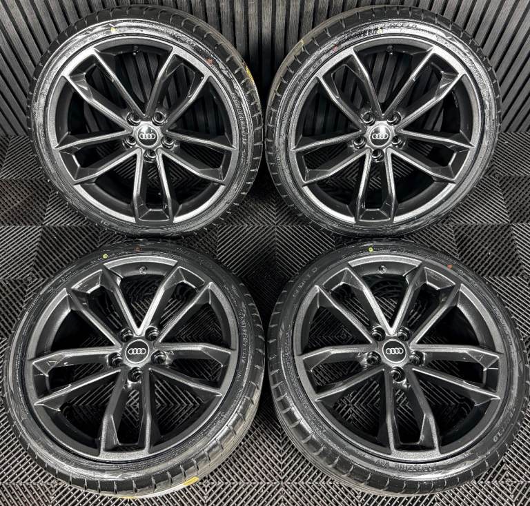 19'' GENUINE AUDI A5 S LINE S5 GREY 5 DOUBLE SPOKE ALLOY WHEELS ALLOYS TYRES