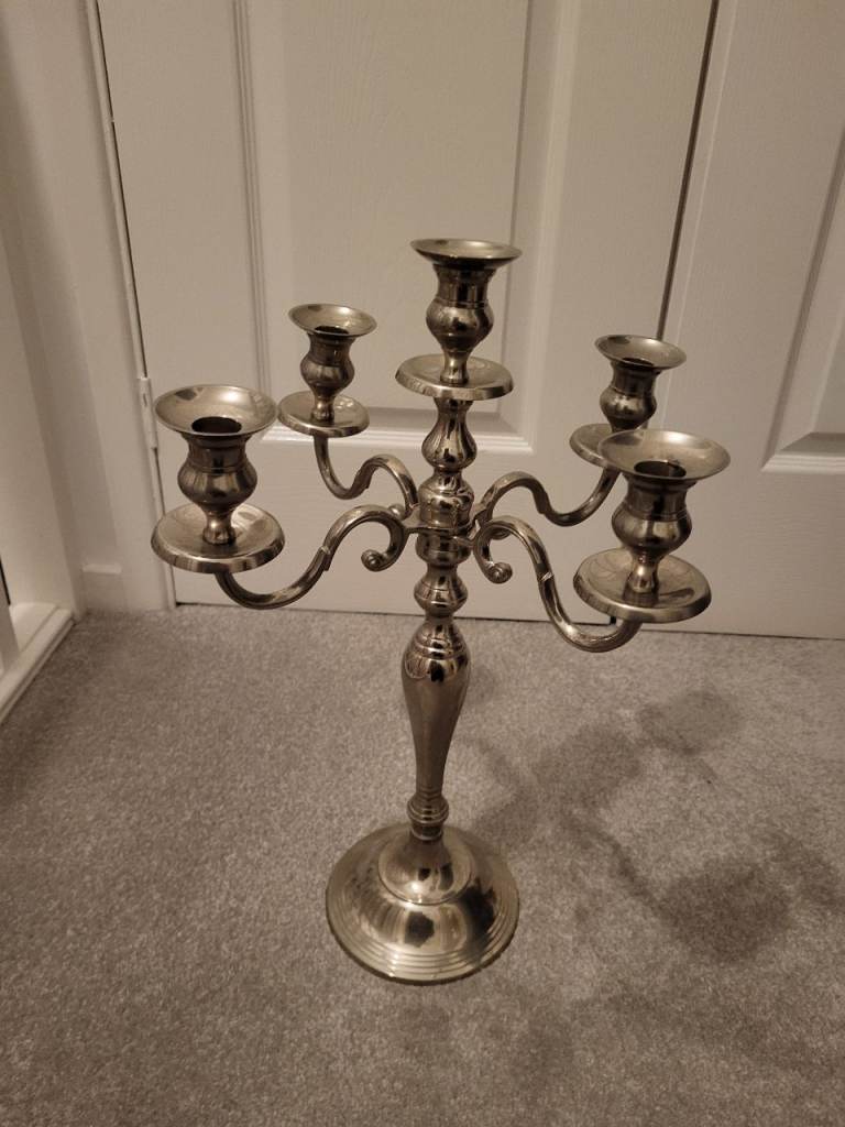 Pair of 5 Arm Silver Candelabra