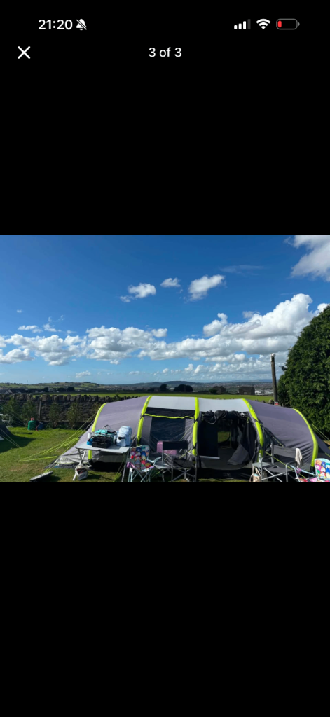 Large Family Camping Tent – Grey and Green, Good Condition