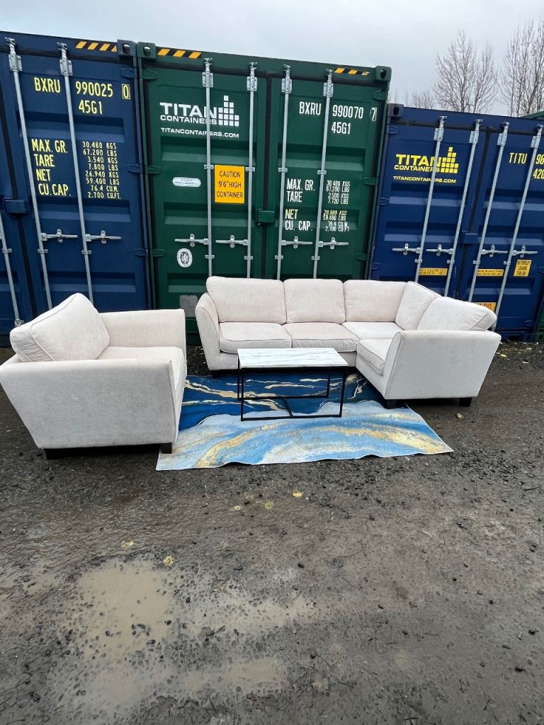 Beige L shape corner sofa / couch and cuddle chair 🚚 DELIVERY AVAILABLE 🚚