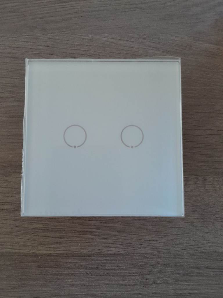 CNBINGO Touch Light Switch, White Double Light Switch, Tempered Glass Panel