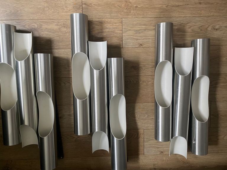  MID-CENTURY WALL SCONCES/LIGHTS BY Raak X 3, 60 Cm length ,WITH ORIGINAL BULBS ,STORED SINCE 1963