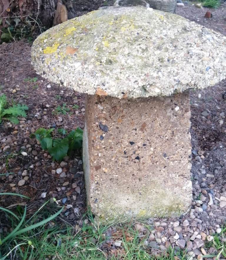 Old Saddlestone with natural weathered patina.  Approx 48cm tall 44cm wide