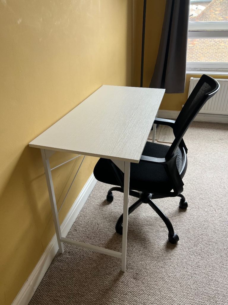 White Desk + Black Office Chair