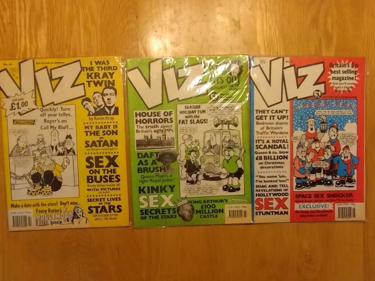 3 classic copies of Viz comic in good condition 