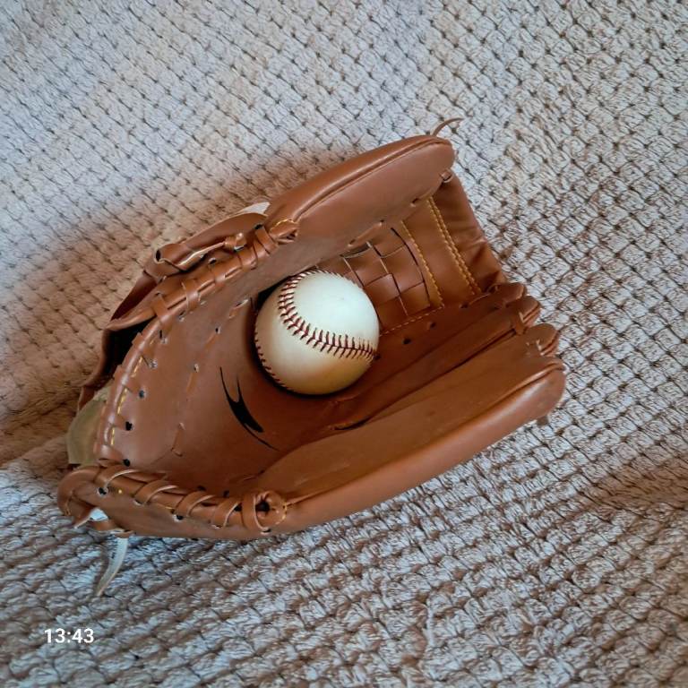 Baseball glove and ball