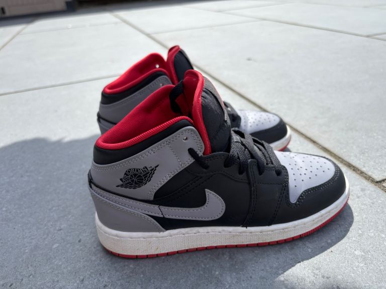 Nike Air Jordan 1 Mid Trainers – Black, Grey, Red