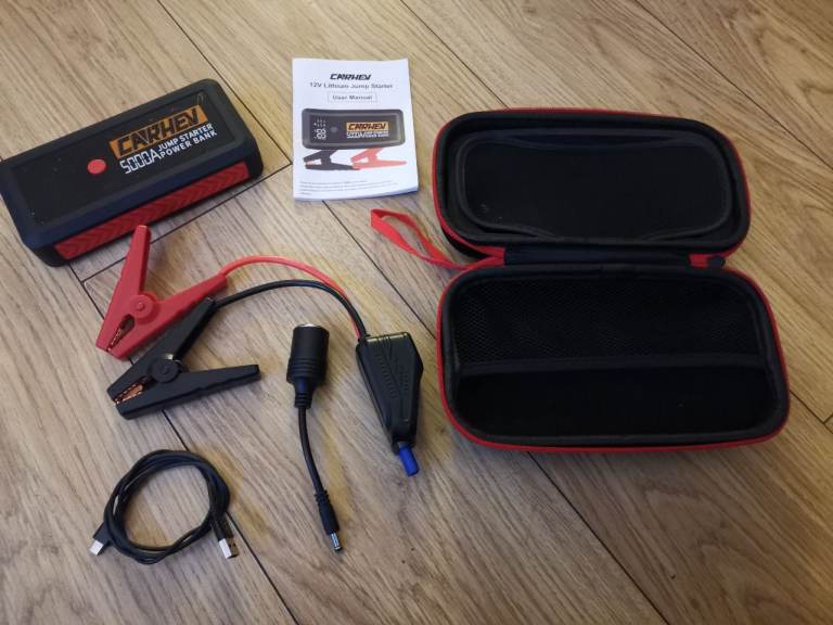 CARHEV 5000A Jump Starter Power Pack, Portable Car Battery Booster 12V USB LED