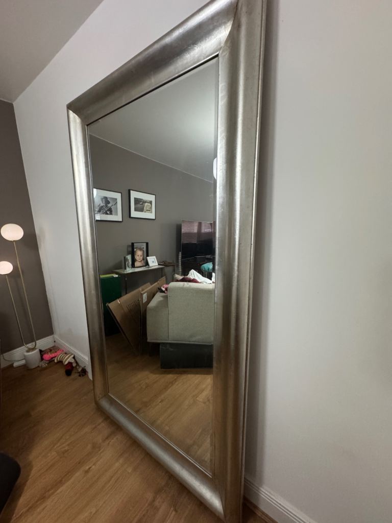 Large Silver Framed Mirror – Good Condition