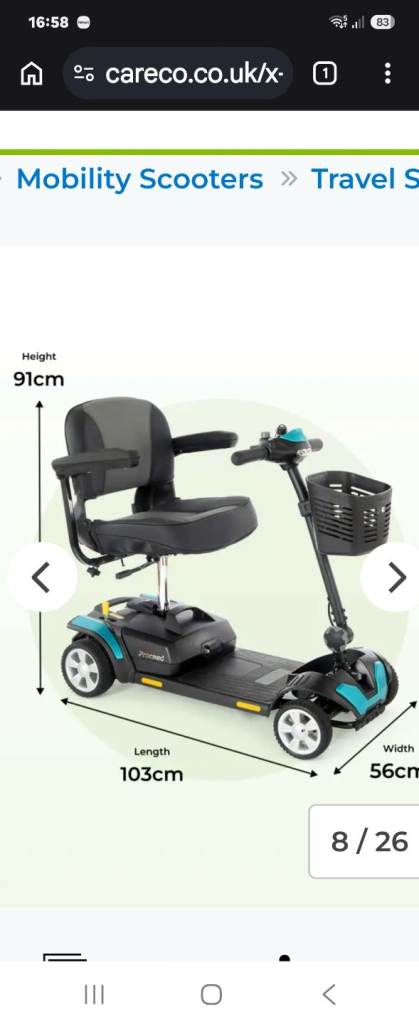 Mobility Scooter - Black and Teal, New Condition