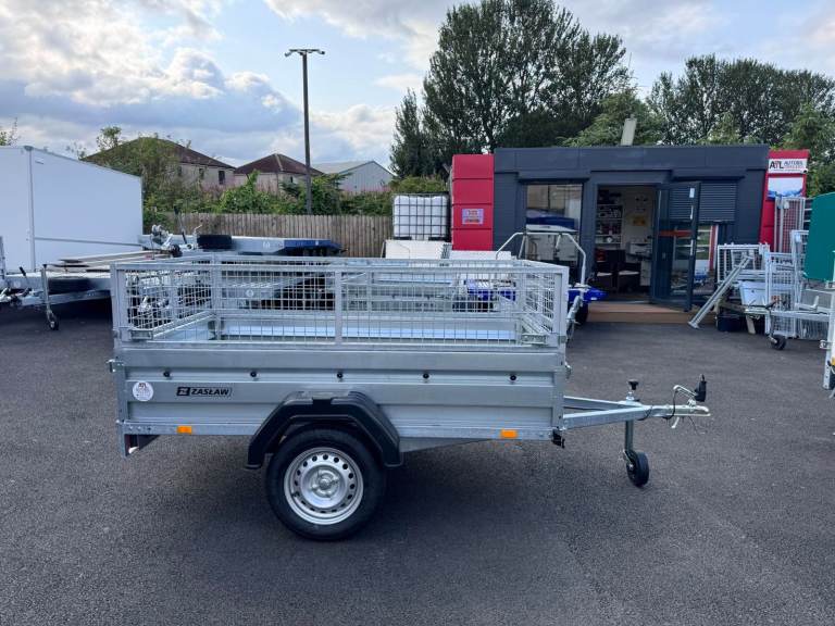 BRAND NEW ZASLAW 7FT X 4FT SINGLE AXLE TRAILER 40CM MESH TIPPING 750KG 