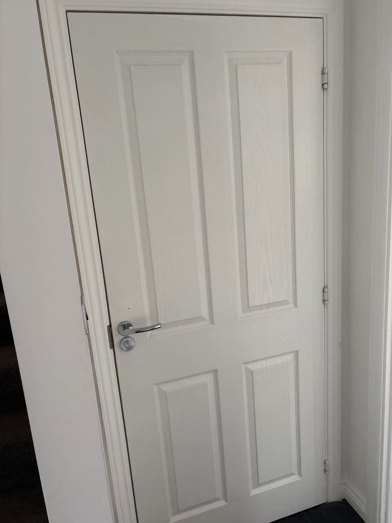 White Four Panel Internal Door with Chrome Handle