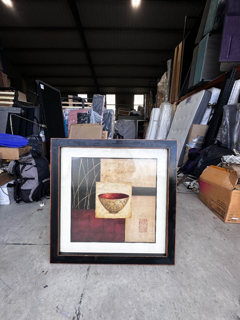 Framed Abstract Wall Art – Bowl Design, Fair Condition