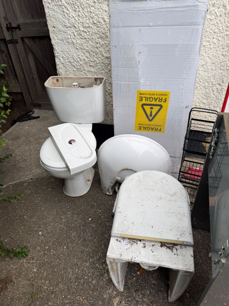 2 toilets, 1 sink, 1 towel warmer/radiator