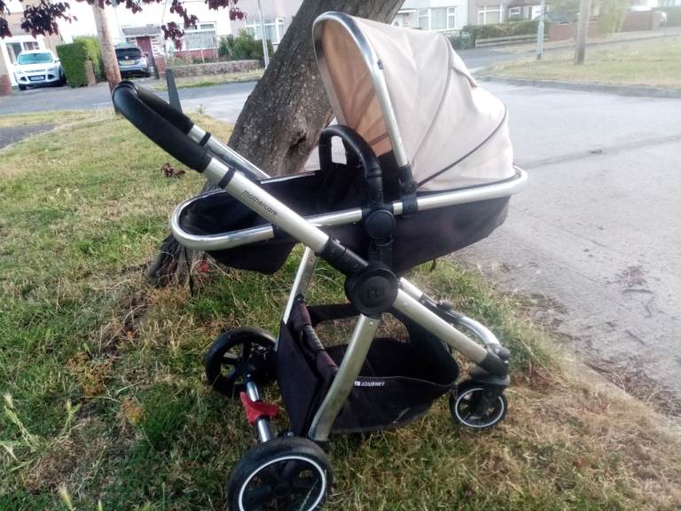Baby Pram/Pushchair - Black and Beige,