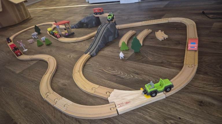 Large Wooden Train Track and trains 
