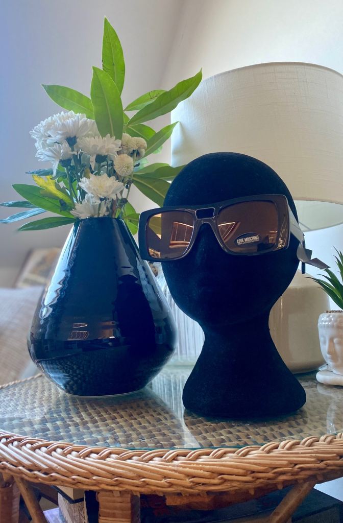 New Stylish Moschino Black Gold Orange Sunglasses - Sold As Seen