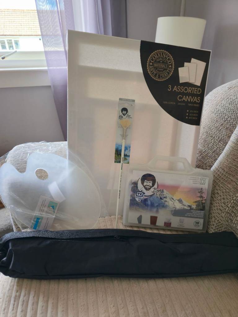 Bob Ross oil paint set with extras