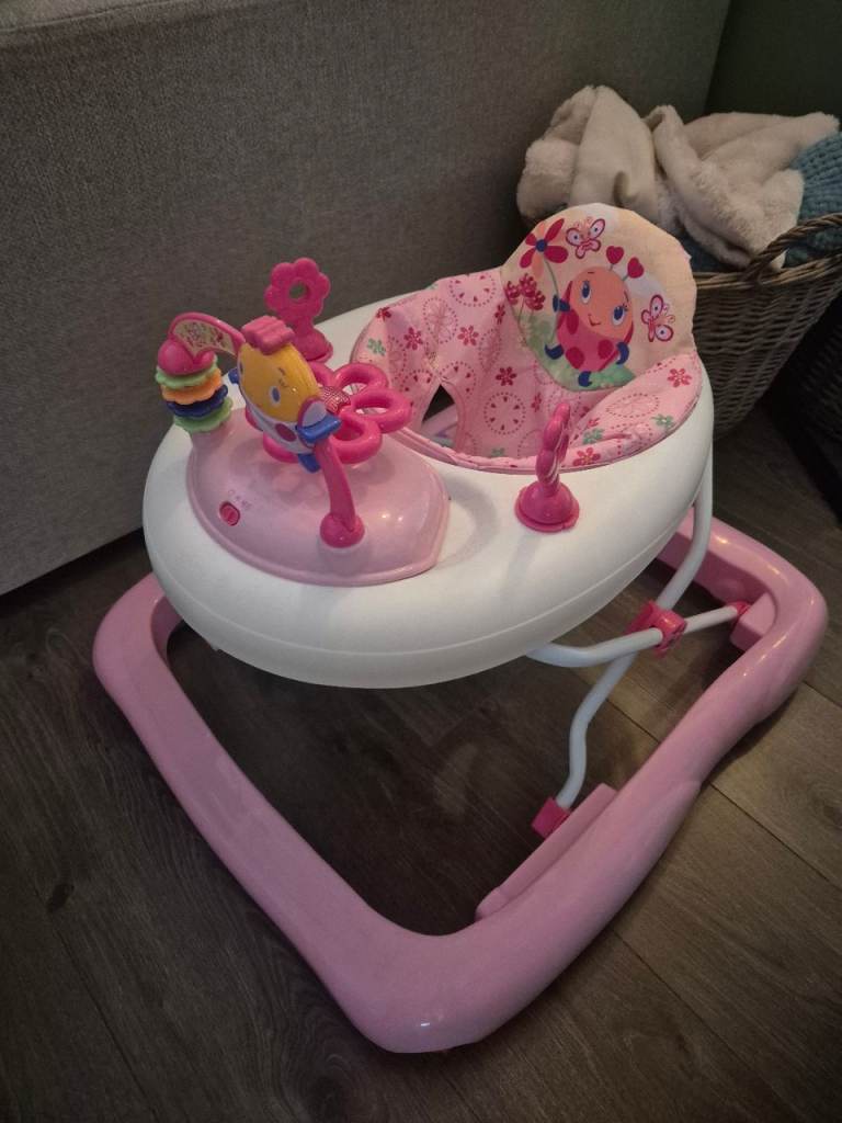 Pink Baby Walker with Activity Tray 