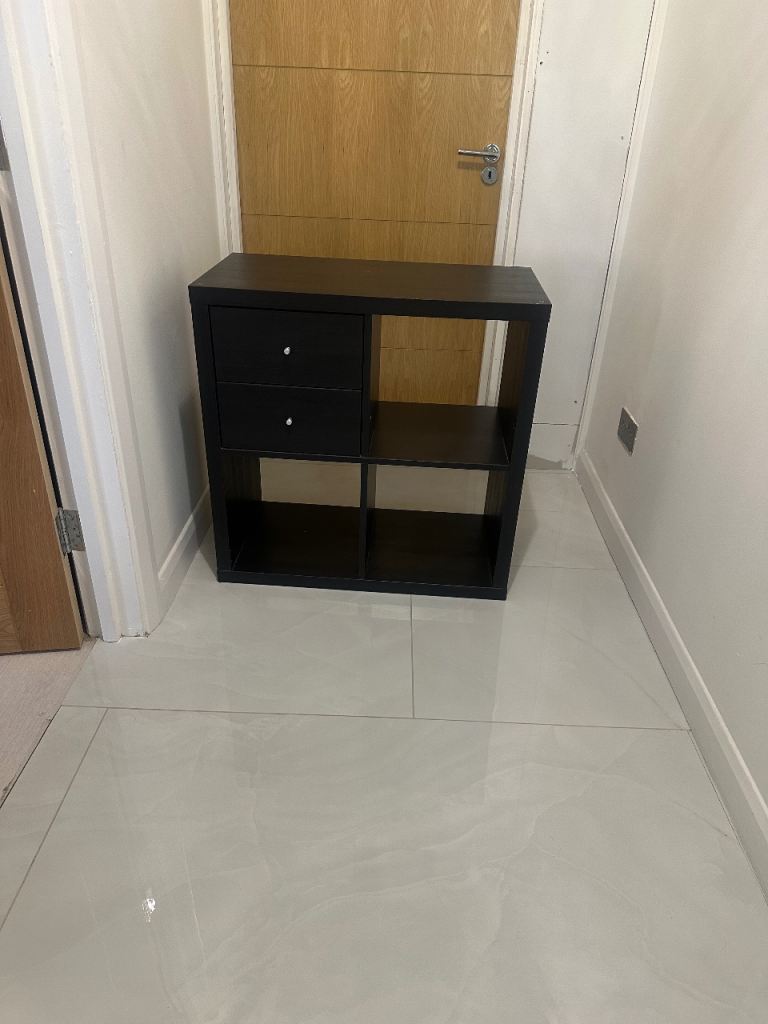 Ikea kallax unit 2x2, black-brown with 2 drawer insert £35