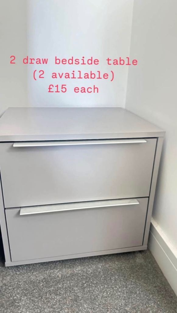Grey bedside table draws